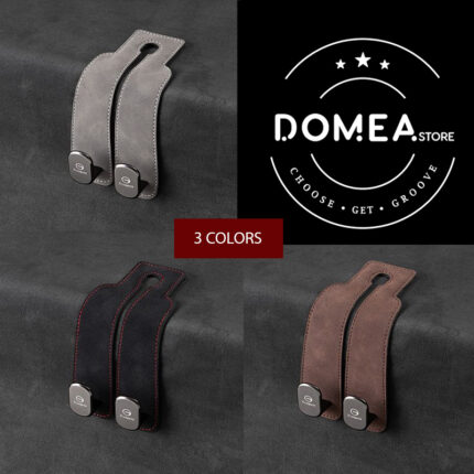 Car Seat Headrest Luxury Hook (2-Pack) - Suede Leather Bag Hanger & Organizer - Trumpchi, Black