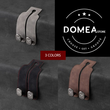 Car Seat Headrest Luxury Hook (2-Pack) - Suede Leather Bag Hanger & Organizer - Wuling, Gray